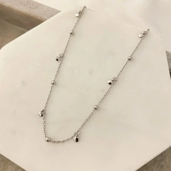 925 Sterling Silver Dainty Bead Necklace Satellite Chain Choker Necklace - Picture 5 of 7